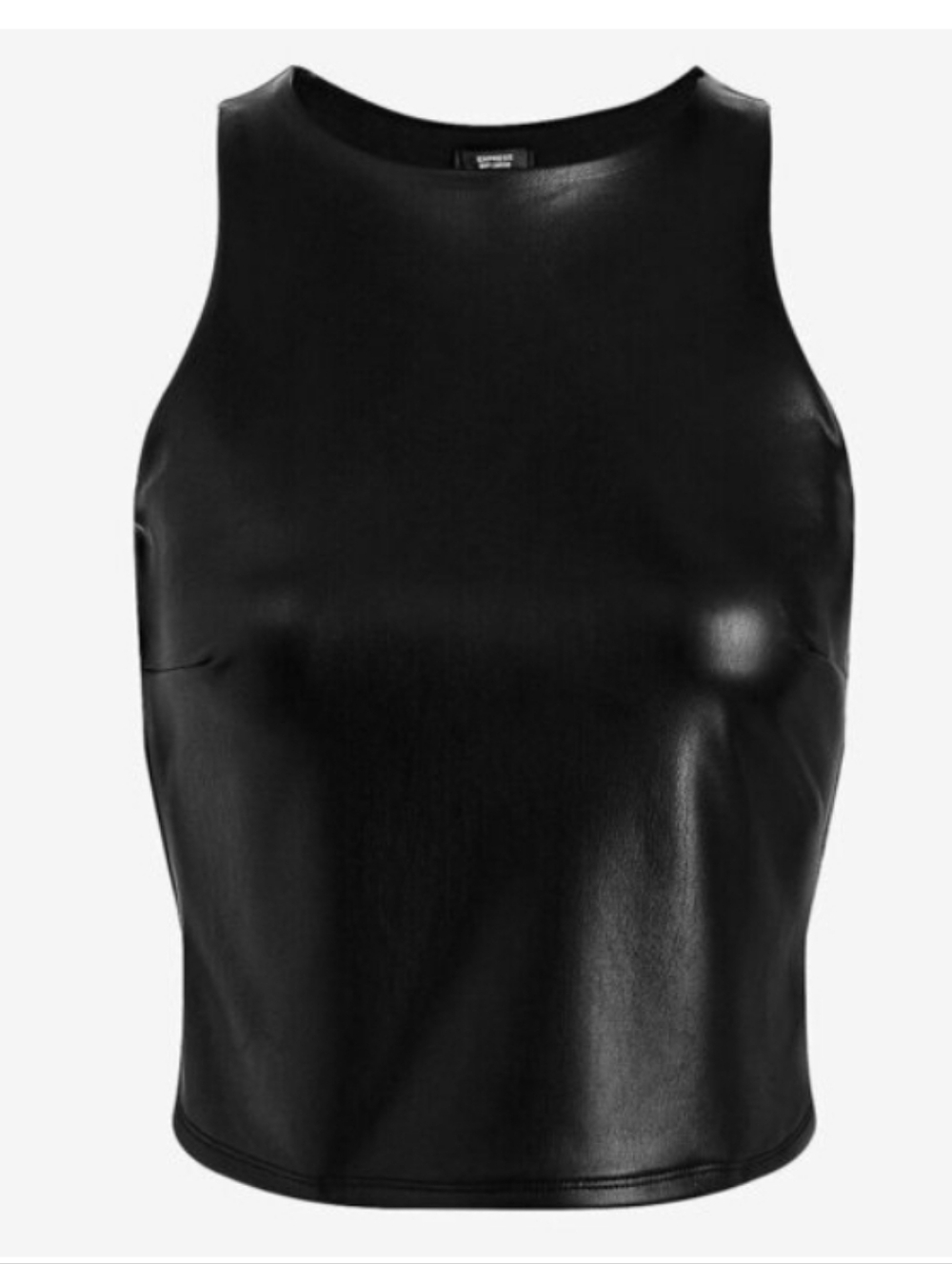 Express Black Faux-Leather High-Neck Body Tank
